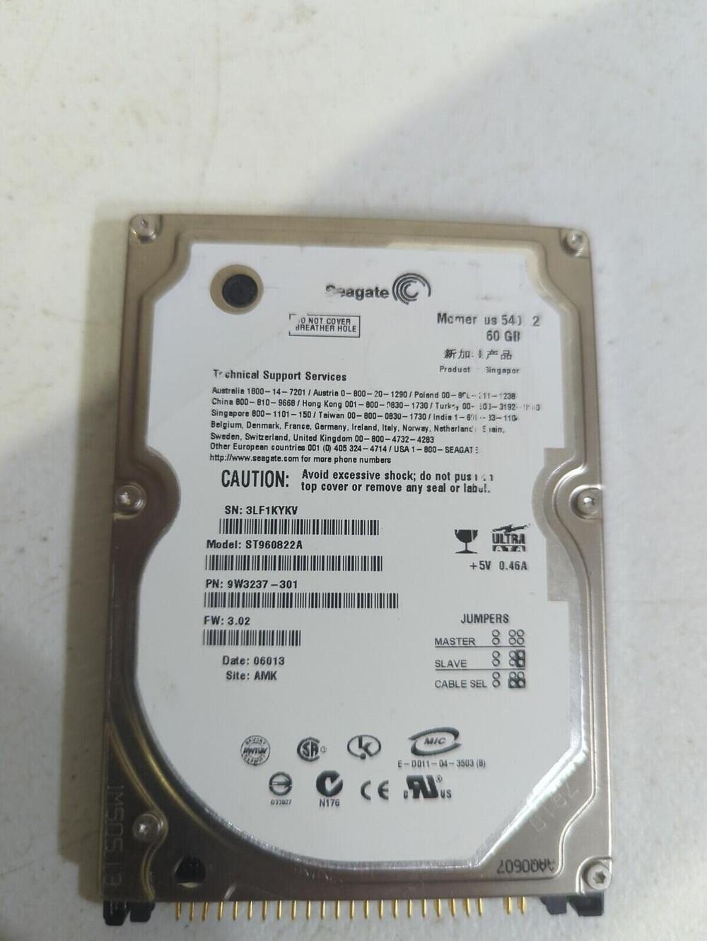 Seagate Momentus 5400.2 60 GB, 5400 RPM, 2.5" (ST960822A) HDD-Hard Drive/Refurb